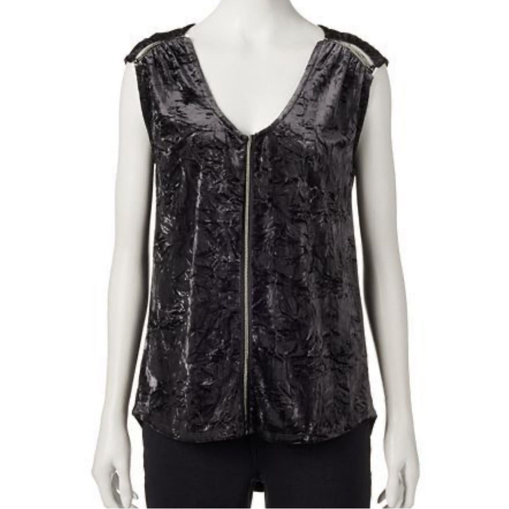 Rock Republic Black Y2K Vintage Inspired Velvet Chain Whimsical Fairy Goth Top L